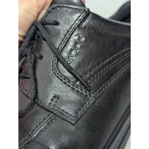 Ecco Men's Black Solid Leather Square Toe Tie Closure Oxford Shoe Size 11.5 - Picture 4 of 9